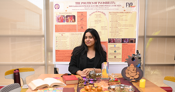 Habib University student presenting social research project