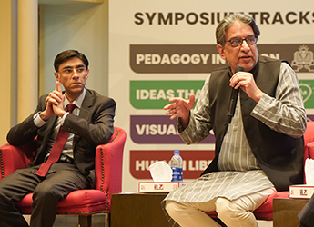 Wasif Rizvi, President of Habib University, speaks on the AI in higher education panel at the Teaching & Learning Symposium 2026, IBA Karachi.