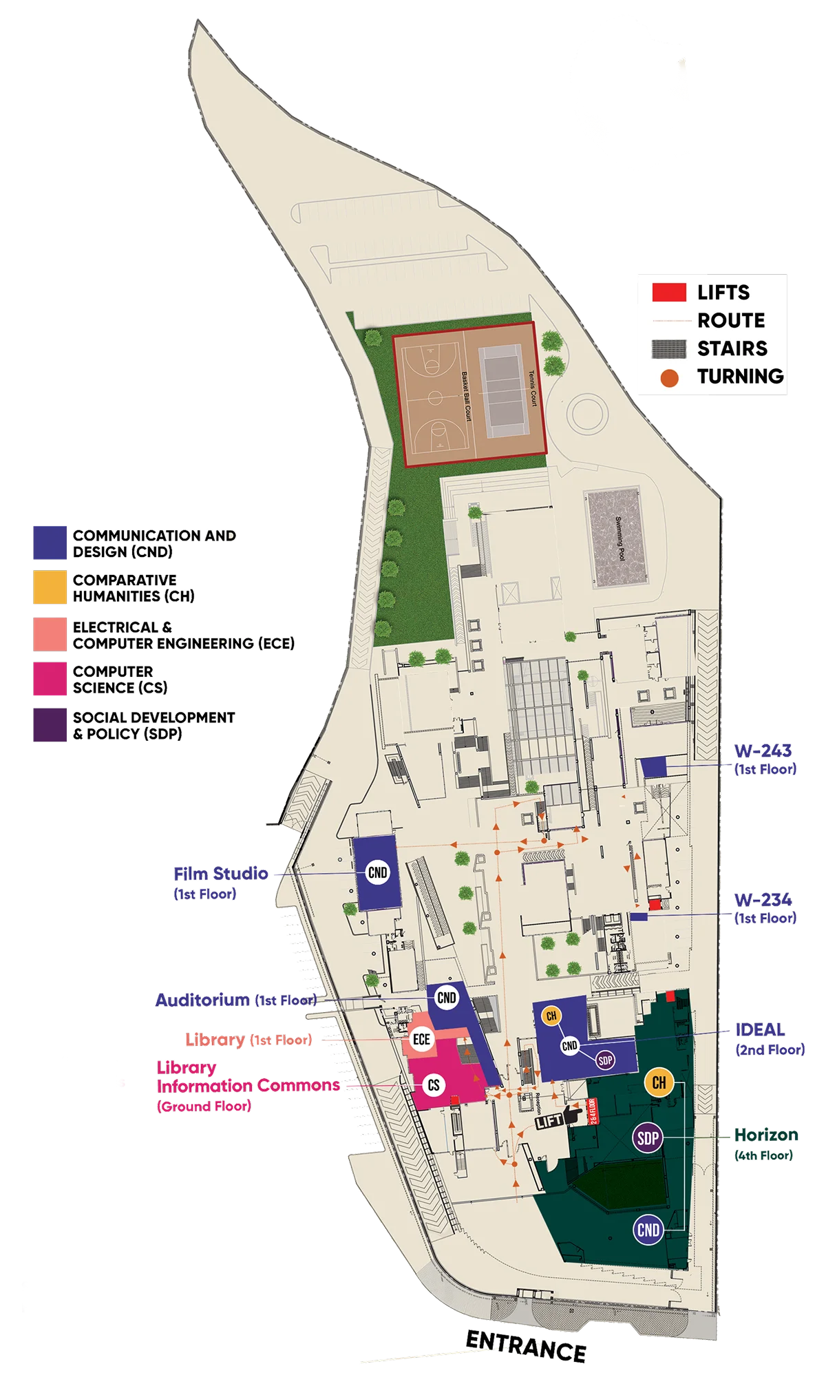 FYP 2026 project locations map at Habib University campus