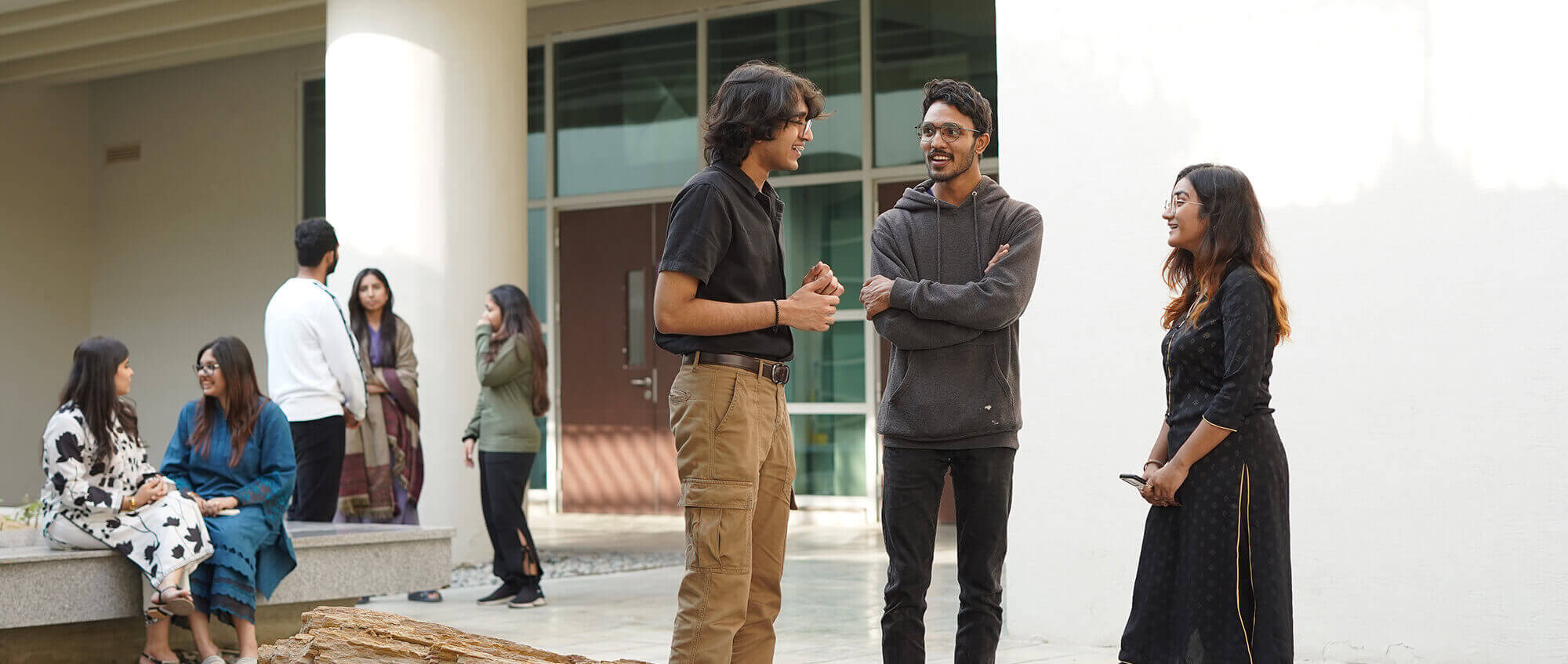 random click of students talking