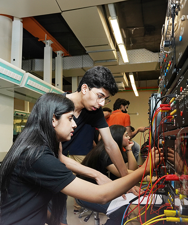 Students working together in a university studio