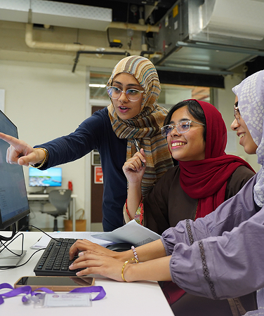 Students working together in a university studio